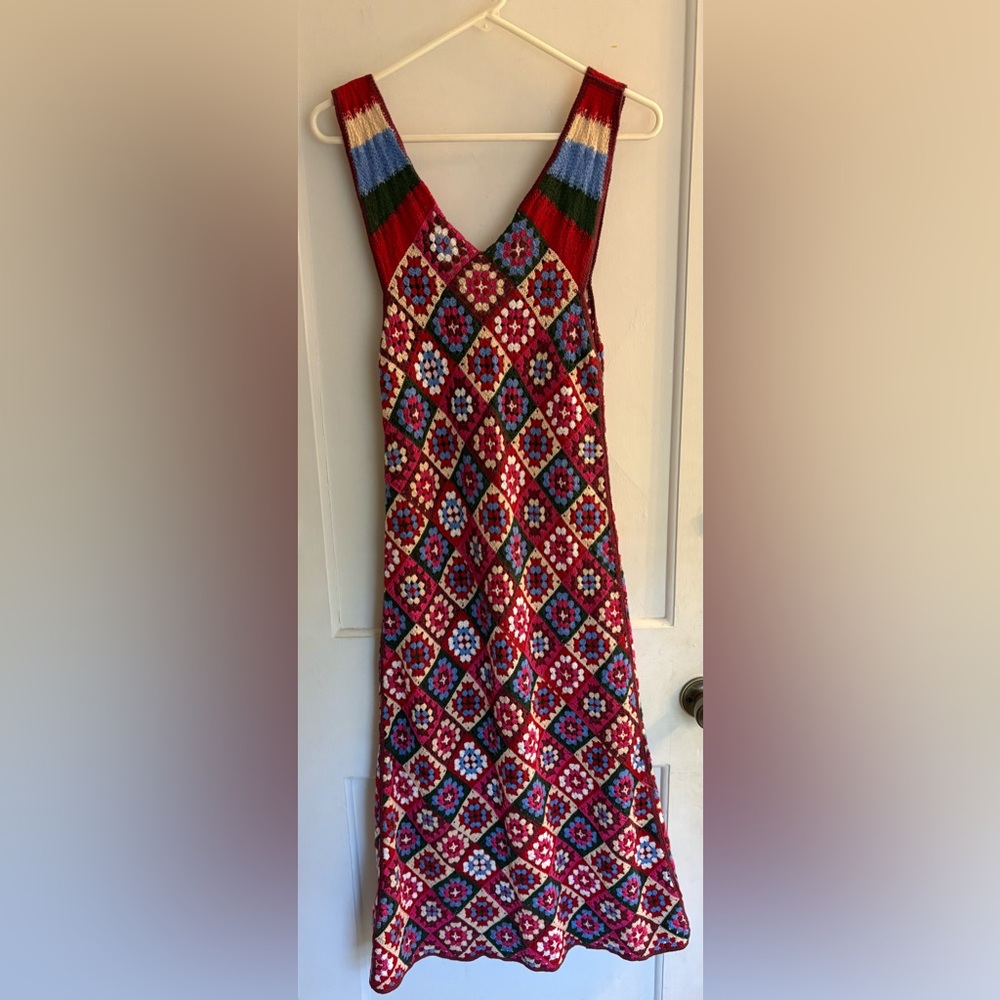 Zara Limited Edition Long Crochet Knit Dress Size Medium